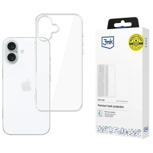 Etui 3MK Clear Case w przezroczystym kolorze, idealnie dopasowane do Apple iPhone 17, ukazujące jego elegancki design.