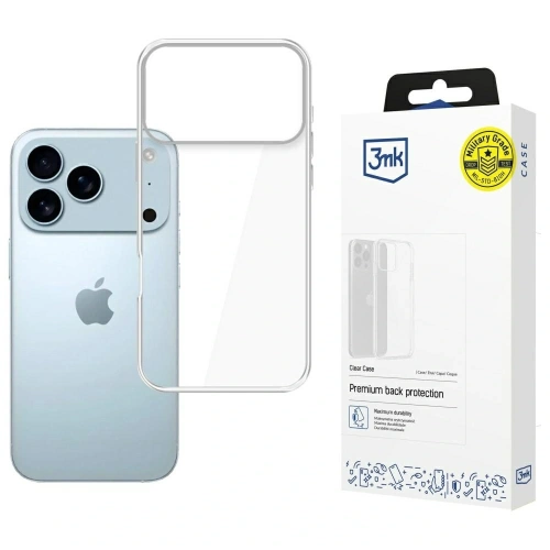 Etui 3MK Clear Case w przezroczystym kolorze, idealnie dopasowane do Apple iPhone 17 Pro Max.