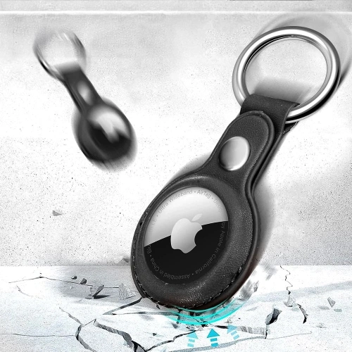 Etui Tech-Protect NaturalFit w formie breloka, pasujące do Apple AirTag, wykonane z ekologicznej skóry.