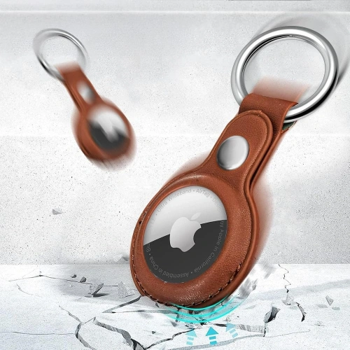 Etui Tech-Protect NaturalFit w stylu breloka, brązowa skóra ekologiczna, idealne na Apple AirTag bez funkcji MagSafe