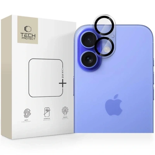 Szkło na obiektyw aparatu Tech-Protect Cam Fit+ idealnie chroni obiektyw iPhone 16 / 16 Plus przed zarysowaniami i zabrudzeniami