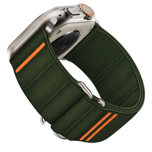 Ozdobny pasek nylonowy Tech-Protect Khaki na Apple Watch, z precyzyjnym wykończeniem i trwałym materiałem.