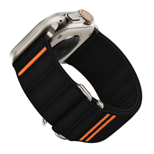 Czarny pasek nylonowy Tech-Protect na Apple Watch, idealny do modelu 44mm-49mm, zapewniający trwałość i komfort noszenia