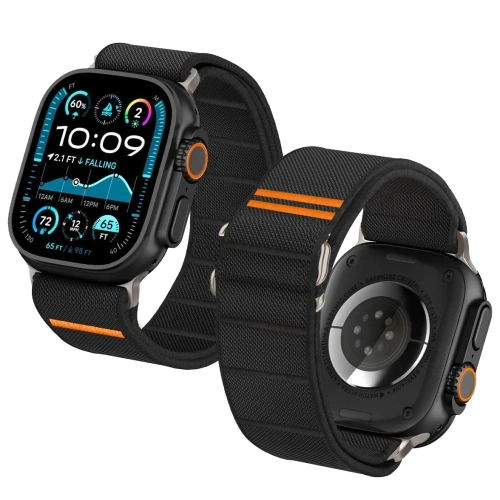 Czarny pasek nylonowy Tech-Protect na Apple Watch, lekki i elastyczny, zapewniający bezpieczeństwo i styl podczas codziennego użytkowania