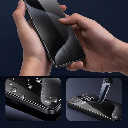 Opakowanie z dwoma szkłami hartowanymi Tech-Protect Glass Fit+ dla iPhone 13 Mini, zapewniające pełną ochronę ekranu.