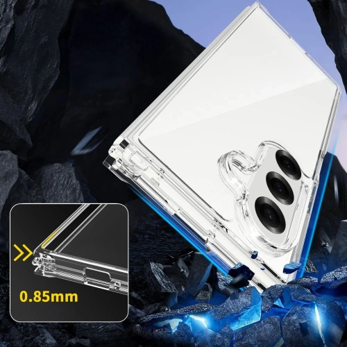 Zbliżenie na etui Tech-Protect Flexair Hybrid, pokazujące hybrydowy materiał i dokładne wycięcia.