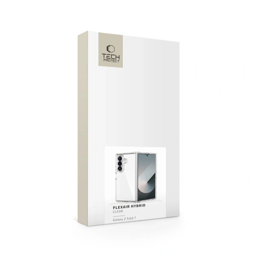 Opakowanie etui Tech-Protect Flexair Hybrid, przeznaczone dla Samsung Galaxy Z Fold 7, w przezroczystym kolorze.