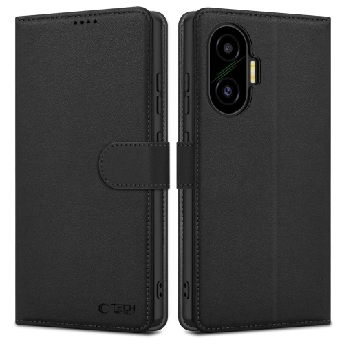 Etui z klapką Tech-Protect Wallet Xiaomi Poco F7 5G w kolorze czarnym, wykonane z hybrydowego materiału dla lepszej ochrony.