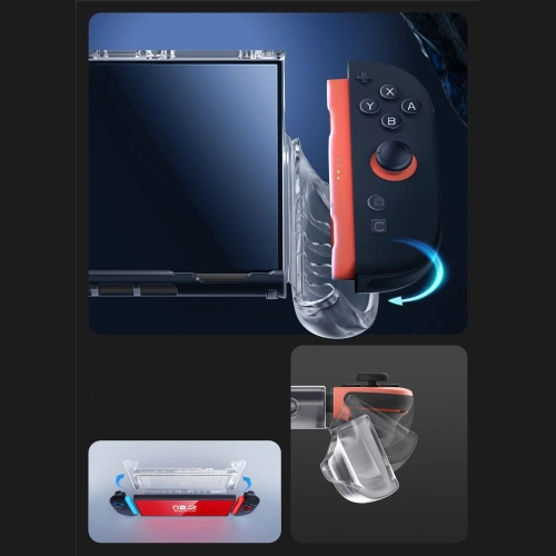 Etui Supcase Crystal Case zamontowane na Nintendo Switch 2, prezentujące minimalistyczny design.