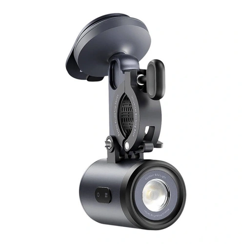 Uchwyt rowerowy Baseus PrimeTrip 2w1 w akcji, oświetlający drogę podczas jazdy.