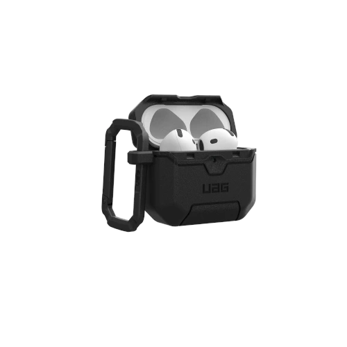 UAG Scout case for Apple AirPods 4 in use, showcasing protection and a modern look.