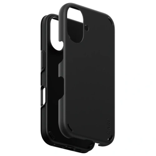 Husa CARE by PanzerGlass de culoare neagră, perfect adaptată pentru Apple iPhone 16.