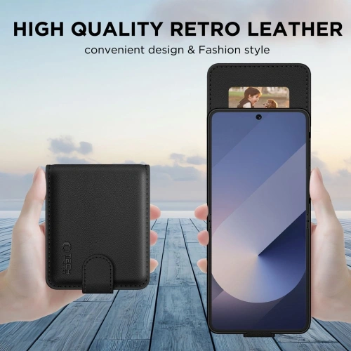 Zbliżenie na etui Tech-Protect Wallet dla Samsung Galaxy Z Flip 7, ukazujące detale materiału.