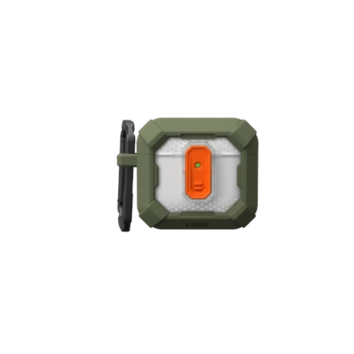 Etui UAG Plasma w oliwkowym kolorze, idealne do ochrony Apple AirPods 4.