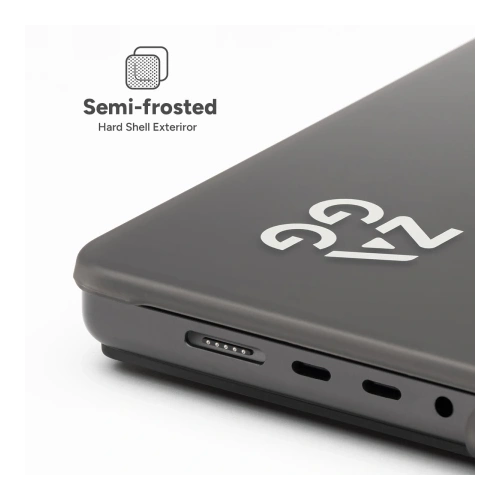 ZAGG Hardshell case on MacBook Pro, protecting the laptop from scratches and damage.