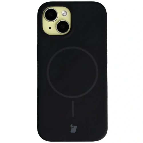 Husa din silicon neagră Bizon Soft Case Magnetic pentru Apple iPhone 15 cu inel magnetic
