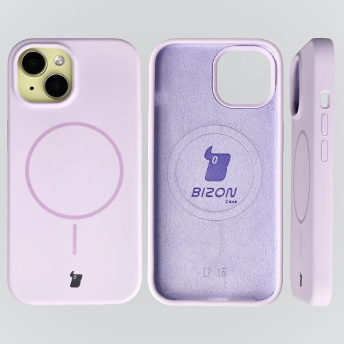 Widok etui na telefonie, podkreślający jego jasnofioletowy kolor i stylowy design.