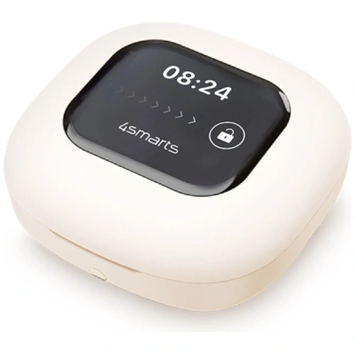 Beżowe słuchawki Open-Ear 4smarts SkyBuds OWS na tle białym