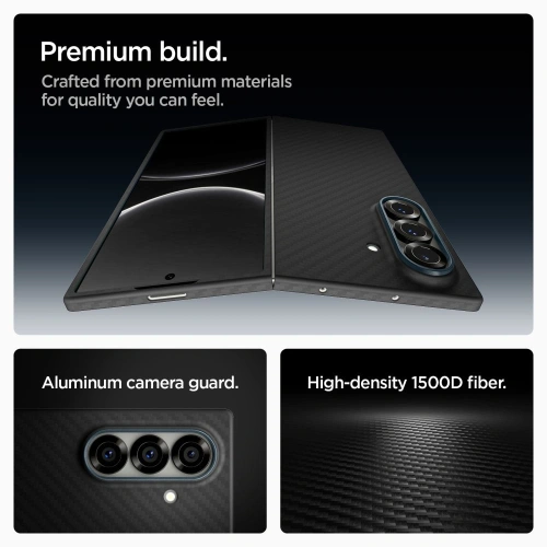 Etui Spigen zamontowane na Samsung Galaxy Z Fold 7, prezentujące elegancki wygląd.