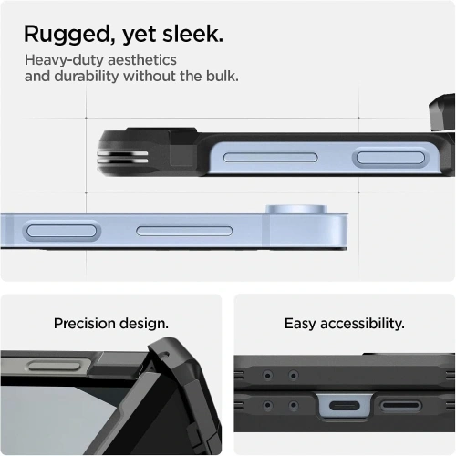 Widok etui Spigen zamontowanego na telefonie Samsung Galaxy Z Flip 6 / 7 FE.