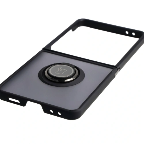 Etui Bizon Case zamontowane na telefonie Samsung Galaxy Z Flip7, z widoczną czarną ramką.