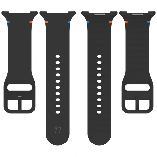 Brățara din silicon neagră elegantă Bizon Strap, potrivită pentru modelul Galaxy Watch 8 și 8 Classic.