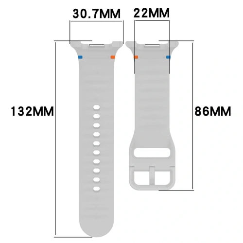 Light gray silicone Bizon Strap, perfect for Samsung Galaxy Watch 8.