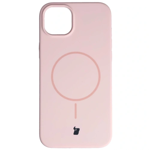 Husa Bizon Soft Case Magnetic în culoare roz deschis, ideală pentru Apple iPhone 15 Plus.