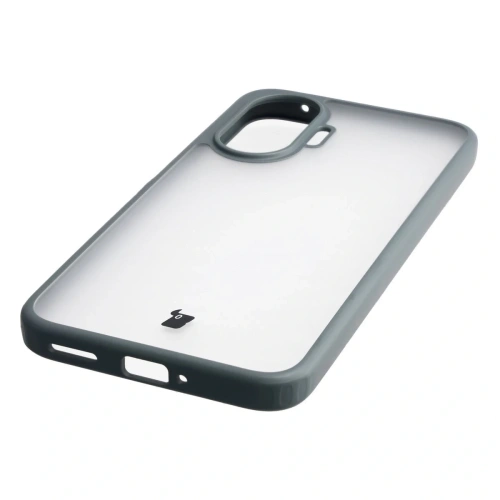 Vorderansicht der Bizon Case Angelo Hülle, die präzise Ausschnitte für Anschlüsse zeigt.