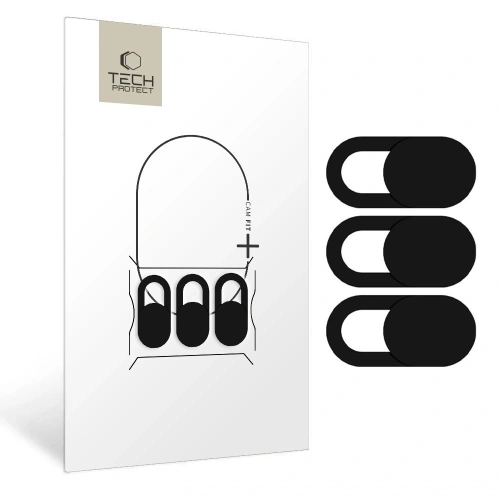 Zaślepka na kamerę Tech-Protect Cam Fit+ w kolorze czarnym, idealna do laptopów.