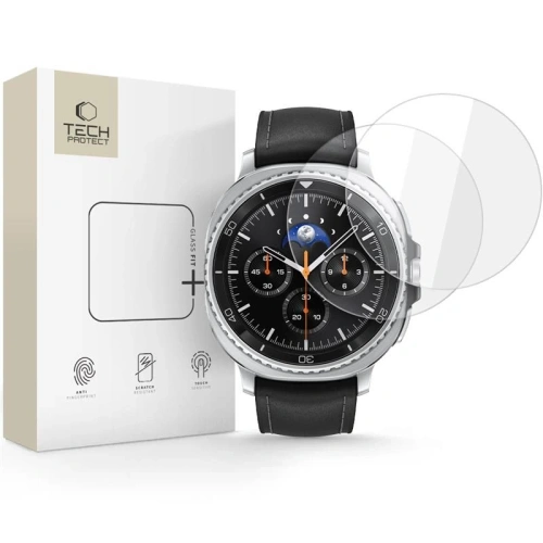 Szkło hartowane Tech-Protect Glass Fit+ do Samsung Galaxy Watch 8 Classic 46mm, dwupak, z przejrzystym wykończeniem, zapewniające ochronę ekranu.
