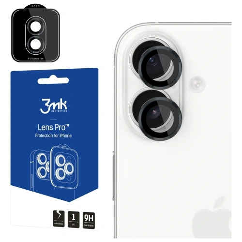 Szkło hartowane 3MK Lens Protection Pro na obiektyw aparatu iPhone 17 w kolorze czarnym