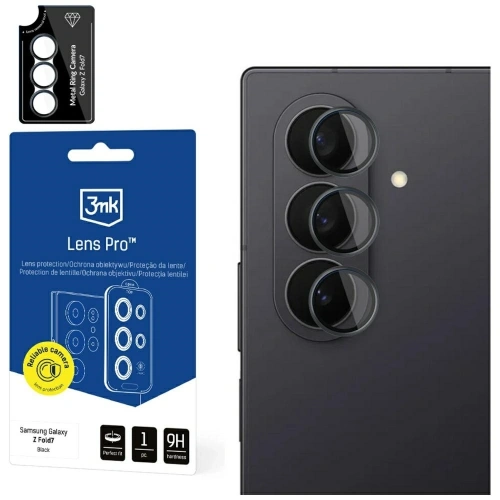 Szkło hybrydowe na obiektyw aparatu Samsung Galaxy Z Fold7, czarne, z zestawem do aplikacji i odpornością na zarysowania 7H