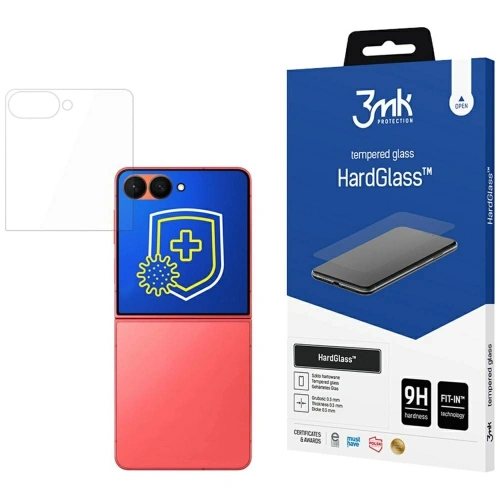 Szkło hartowane 3MK HardGlass do Samsung Galaxy Z Flip7 5G, chroni ekran przed zarysowaniami i uszkodzeniami, łatwa aplikacja bez ramki montażowej.