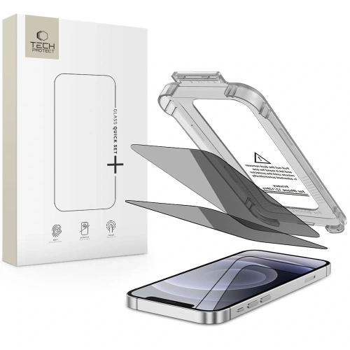 Szkło prywatyzujące Tech-Protect Quick Set Spy+ na iPhone 12 w opakowaniu
