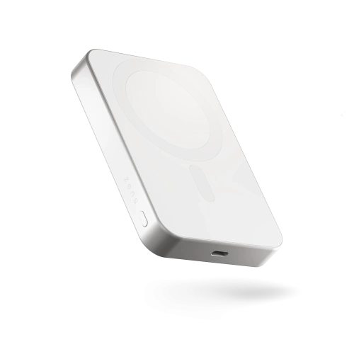 Powerbank magnetyczny ZENS Slim w białym kolorze, z funkcją MagSafe i pojemnością 10000 mAh.
