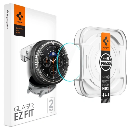 Szkło hartowane Spigen Glas.tr ez-Fit do Samsung Galaxy Watch 8 Classic 46mm w przezroczystym wykończeniu.
