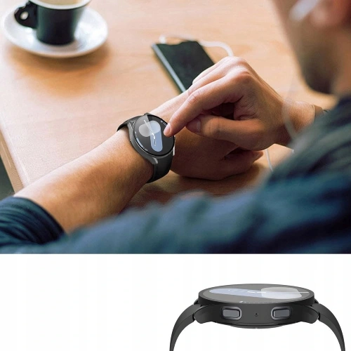 Etui Tech-Protect Defense zamontowane na Samsung Galaxy Watch 8, prezentujące elegancki wygląd.