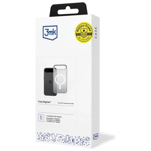 Hybrydowe etui 3MK Frosty MagCase z technologią MagSafe, zapewniające łatwe ładowanie.