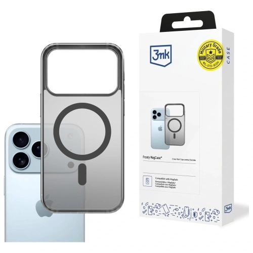 Etui 3MK Frosty MagCase w kolorze czarnym, idealnie dopasowane do Apple iPhone 17 Pro Max.