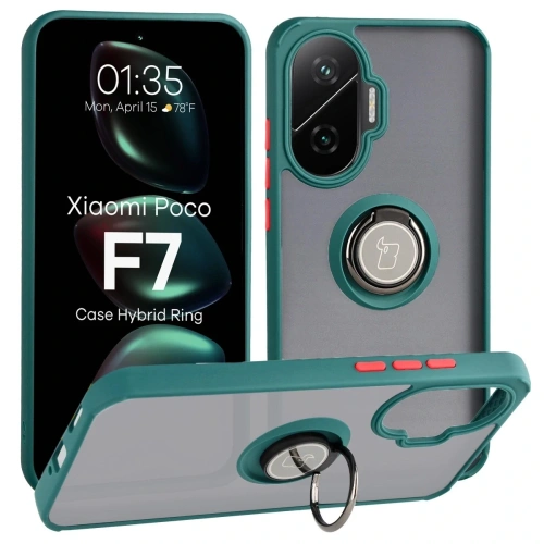 Etui Bizon Case Hybrid Ring w kolorze przydymionym z ciemnozieloną ramką