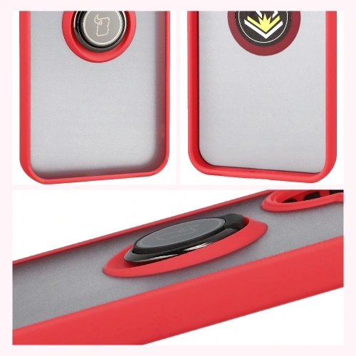 Widok z boku etui z uchwytem na palec, ukazujący ergonomiczne wyprofilowanie.