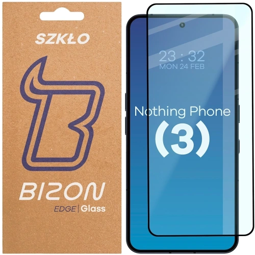 Szkło hartowane Bizon Glass Edge 2 do Nothing Phone (3) z czarną ramką, idealne do ochrony ekranu.