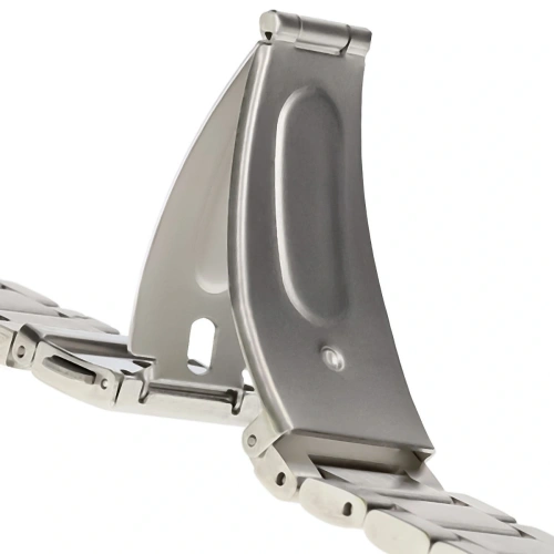 Stylowy pasek Bizon Strap w srebrnym kolorze, doskonały do Huawei Watch Fit 4