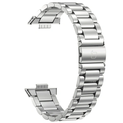Pasek ze stali nierdzewnej w srebrnym odcieniu, pasujący do różnych stylizacji