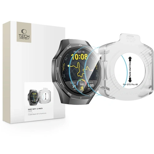 Szkło hartowane Tech-Protect Easy Set+ do Huawei Watch GT 5 Pro 46mm w opakowaniu 2 sztuk.