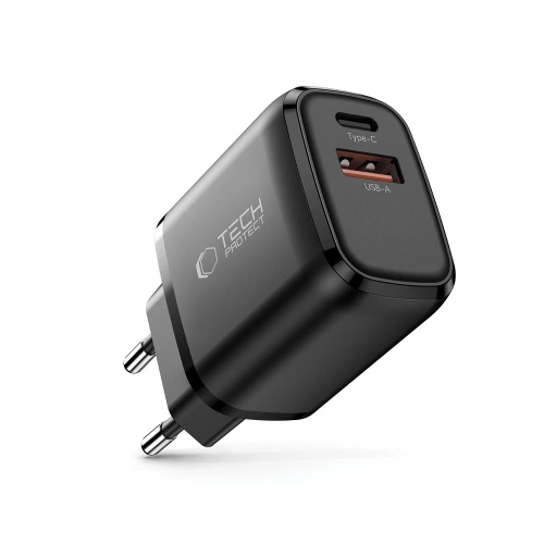 Zbliżenie na ładowarkę USB-A i USB-C, pokazujące porty do ładowania.