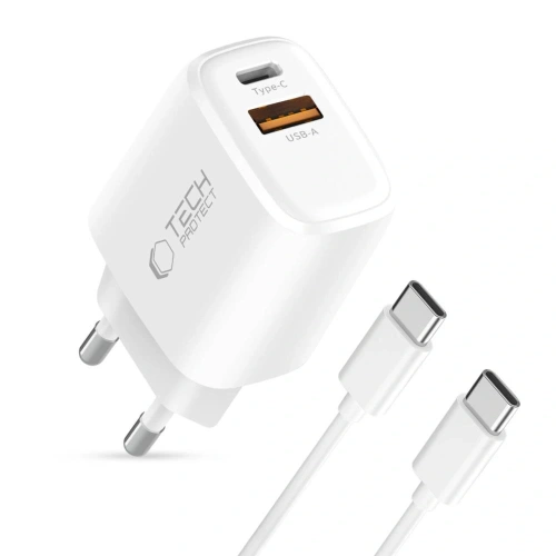 Zestaw ładowarki Tech-Protect NCA20 z przewodem USB-C o długości 1 m