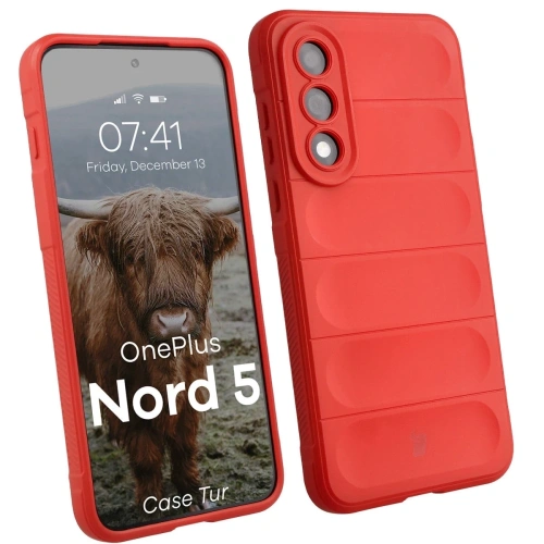 Pancerne etui Bizon Case Tur w kolorze czerwonym, idealne do OnePlus Nord 5.