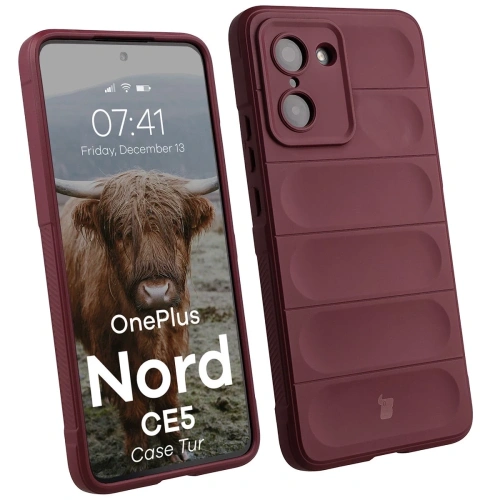 Etui Bizon Case Tur w kolorze burgundowym, idealne do OnePlus Nord CE5 5G.